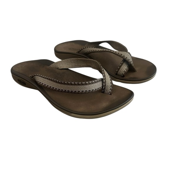 Chaco Flip Flops Womens‎ Comfort Slip On Sandals Size 6 Tan Brown Toe Loop - Picture 2 of 13